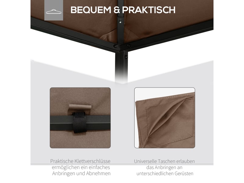 Toit de remplacement pour pavillon - 2,93x2,93 m - polyester - café - protection solaire - résistant aux uv Coffee - Conforama E