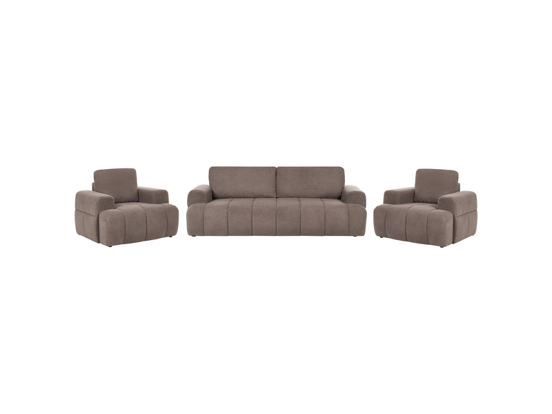  Ensemble de salon 5 places narilla bouclé taupe  - Conforama D