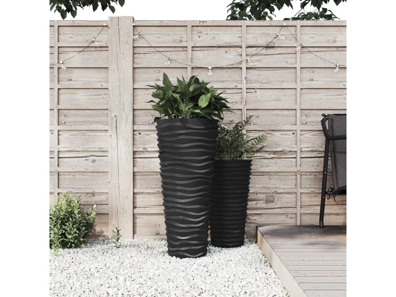 Jardinière - bac à fleurs et intérieur amovible anthracite aspect rainuré  - Conforama B