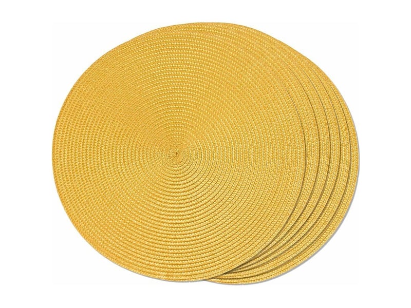  Table à manger lot de 6 sets de table tressés ronds jaunes pour tables à manger sets de table antidérapants tissés lavables 38 cm  - Conforama A