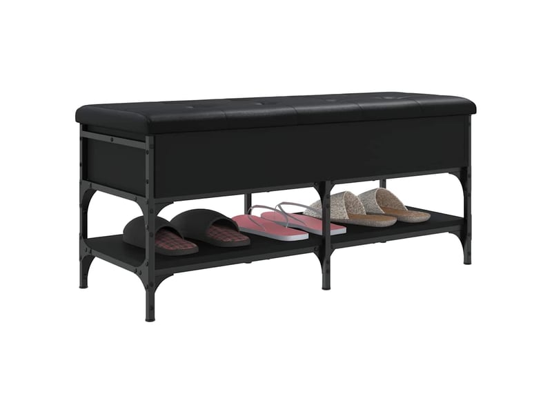  Banc à chaussures, banc de rangement noir 102x42x45 cm bois d'ingénierie  - Conforama E