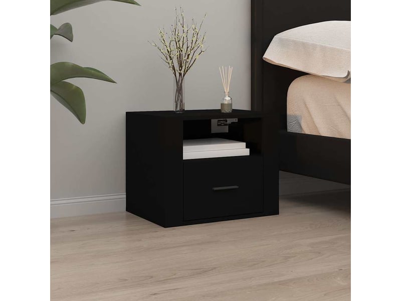  Lot de 2 tables de chevet - cabinet de chevet - table de nuit murales noir 50x36x40 cm  - Conforama B