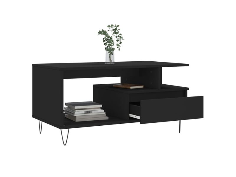  Table basse | table de salon noir 90x49x45 cm bois d'ingénierie  - Conforama D