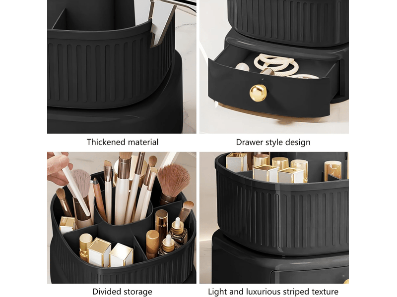 Organisateur de maquillage empilable, support pour pinceaux de maquillage avec plateau rotatif à 360°, étagère pour cosmétiques (noir) - Conforama D