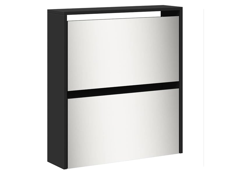  Meuble à chaussure | armoire à chaussures avec miroir 5 niveaux noir 63x17x169,5 cm  - Conforama E