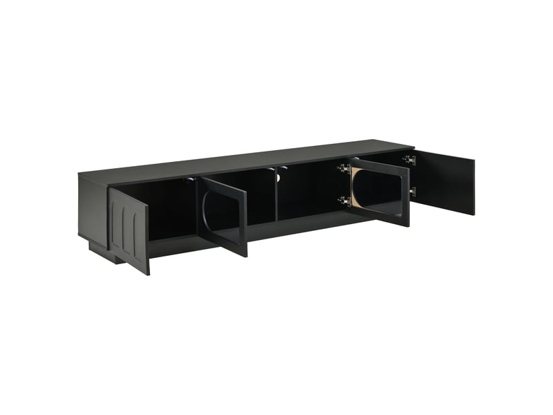  Meuble tv 4 portes avec éclairage led par application 200 x 40 x 42 cm noir GL6201S - Conforama B