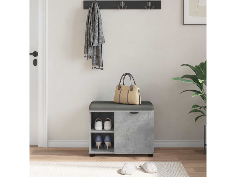  Banc d'entrée, banc interieur avec coussin gris béton 60x38x46 cm shl88301  - Conforama D