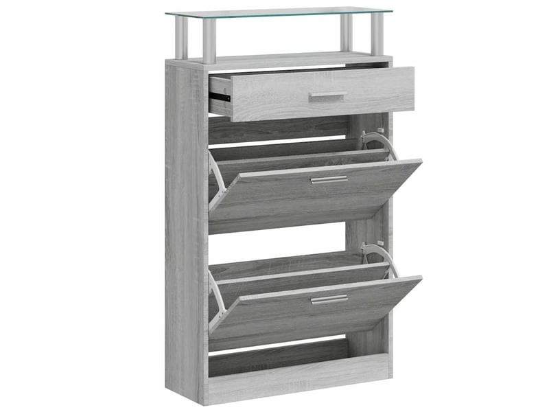  Meuble à chaussure, armoire à chaussures sonoma gris 63x24x104 cm bois d'ingénierie  - Conforama C