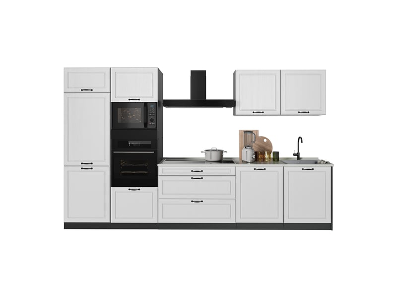  Vicco cuisine, blanc campagneanthracite, 340cm plan de travail anthracite  - Conforama E