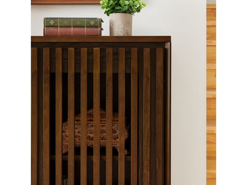  Buffet,99x23,5x82,6 cm,2 portes et rangement,mdf,coloris noyer  - Conforama E