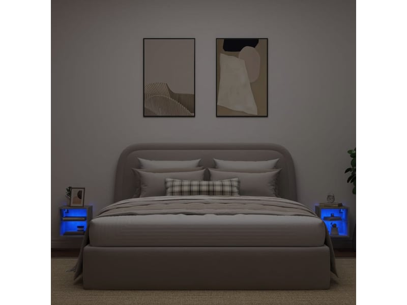  Meubles tv - banc tv - meuble de rangement muraux et lumières led 2pcs gris béton 30x28,5x30 cm  - Conforama C