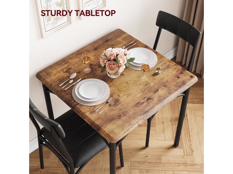  Ensemble de salle à manger 3 pièces – table carrée et 2 chaises  – pour appartement ou studio – style rustique moderne – marron cBc-5Rv-DmUTv-0l0A - Conforama B