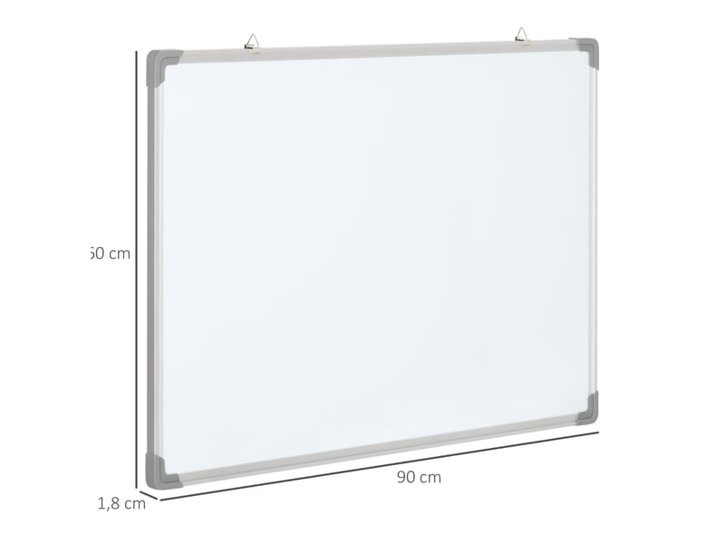  Tableau blanc magnétique 90 x 60 cm – blanc et argent – kit complet avec 4 marqueurs et 10 aimants  - Conforama C