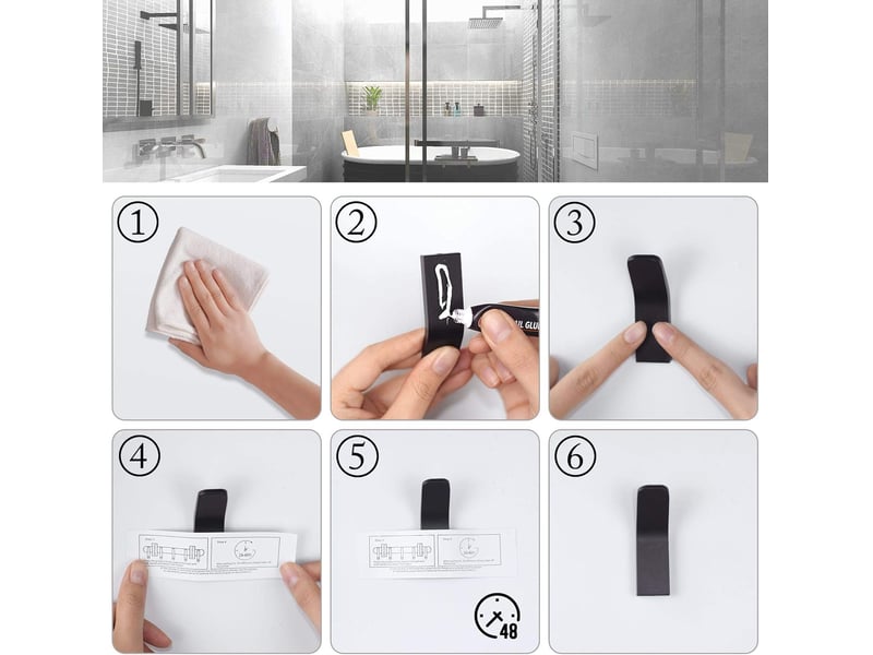  Crochets de salle de bain de cuisine en aluminium space, de porte arrière, supports sans perforation pour à vêtements (blanc PA303334 - Conforama E