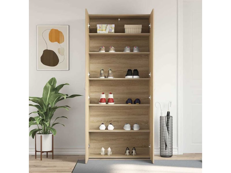 Meuble à chaussure, cabinet à chaussures 80x35.5x180 cm bois d'ingénierie shl5489 - Conforama D