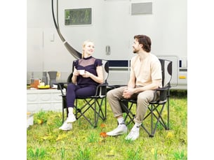 Lot de 2 fauteuils de camping pliables, accoudoirs, porte-gobelet, appui-tête, sac isotherme, 120 kg, rembourrés