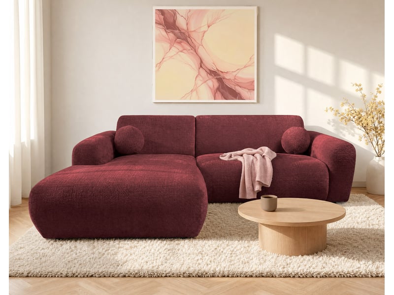  Louise - canapé d'angle gauche 4 places en velours texturé - best mobilier - cherry LOUISE - Conforama B