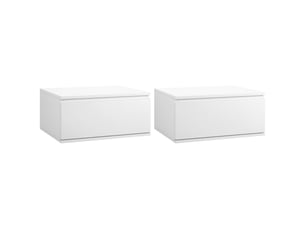 Ensemble de 2 tables de chevet avec tiroir et structure suspendue, en aggloméré et mdf, 49 x 38 x 23 cm, blanc