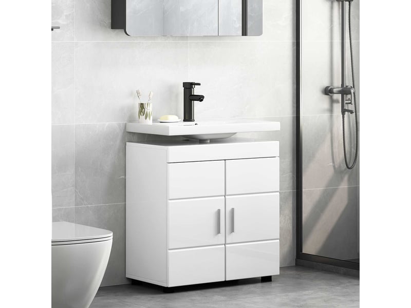  Ensemble d'armoire de salle de bain tulum blanc brillant cf62969  - Conforama B