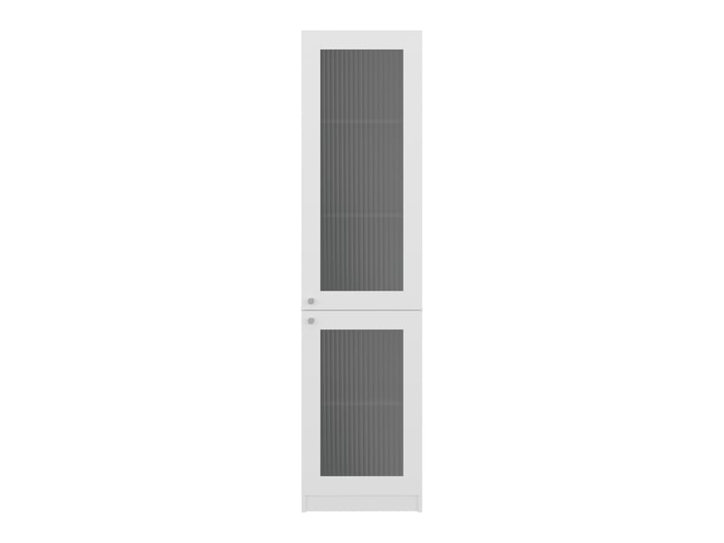  Bibliothèque fluted panel de 181 cm avec porte vitrée et 5 étagères, blanc  - Conforama B