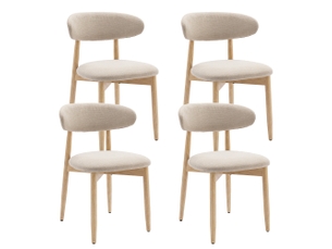 Lot de 4 chaises en bois massif, robustes et élégantes, style nordique minimaliste, idéales pour salle à manger et cuisine, beige