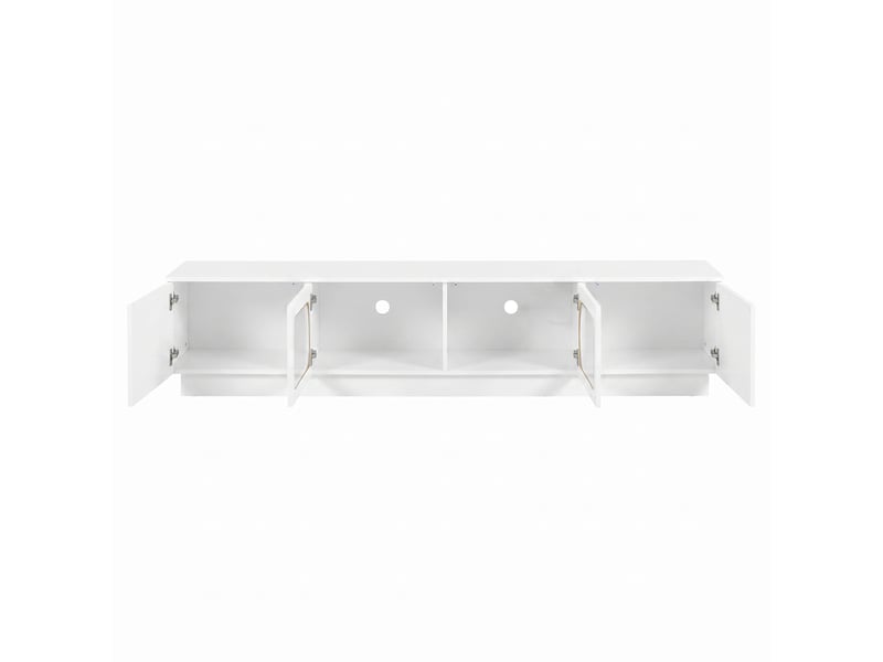  Meuble tv 4 portes avec led contrôlée par application 200x40x42 cm blanc  - Conforama D