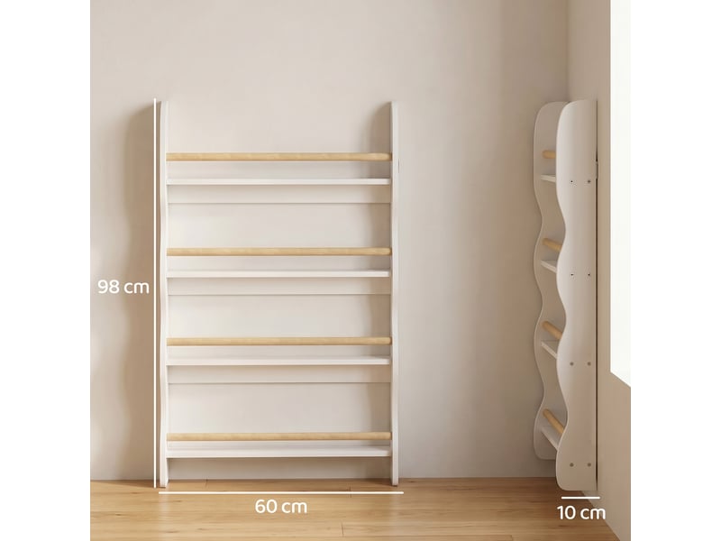  Bibliothèque murale pour enfant,rangement livre 4 niveaux, blanc  - Conforama D
