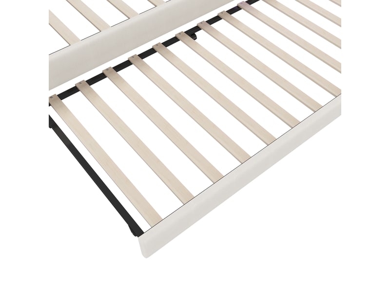  Lit banquette 140x200 canapé lit en lin beige avec éclairage led et ports usbtype-c  - Conforama W