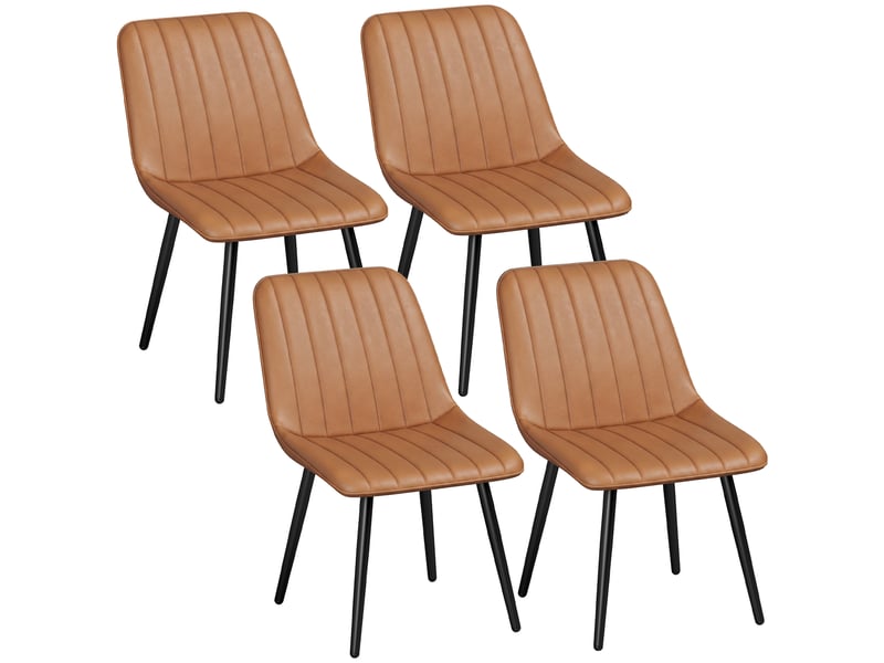  Lot de 2 chaises de salle à manger modernes, dossier et assise incurvés, en revêtement synthétique, 51x61x78cm, marron  - Conforama B