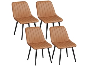 Lot de 2 chaises de salle à manger modernes, dossier et assise incurvés, en revêtement synthétique, 51x61x78cm, marron