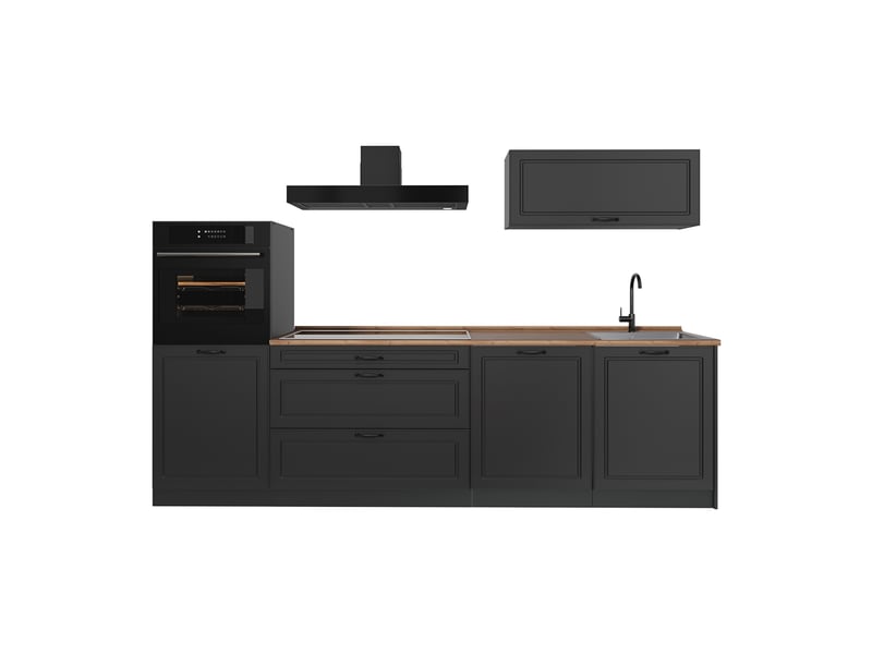  Vicco cuisine, anthracite campagneanthracite, 280cm plan de travail chêne doré  - Conforama A