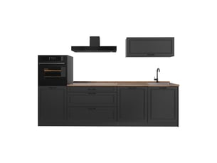 Vicco cuisine, anthracite campagneanthracite, 280cm plan de travail chêne doré