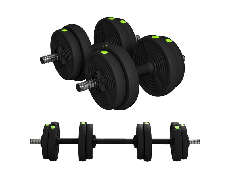 Ensemble d'haltères réglables 4 en 1 de 15 kg avec barres de connexion et poignées antidérapantes pour salle de sport à domicile - noir - Conforama B