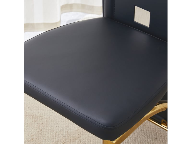  Lot de 6 chaises de salle à manger à dossier ajouré noir et doré evryae  - Conforama C