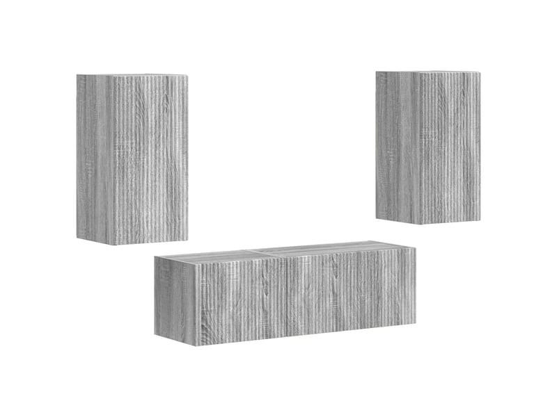  Ensemble de meuble tv - banc tv - meuble de rangement mural 4 pcs gris sonoma bois d'ingénierie  - Conforama A
