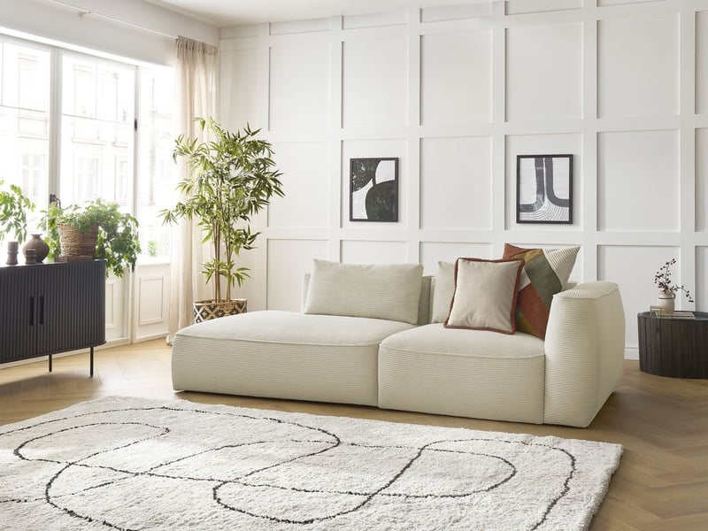  Bobochic canapé droit fixe 3 places leopold velours côtelé beige  accoudoir droit LEOPOLD - Conforama B