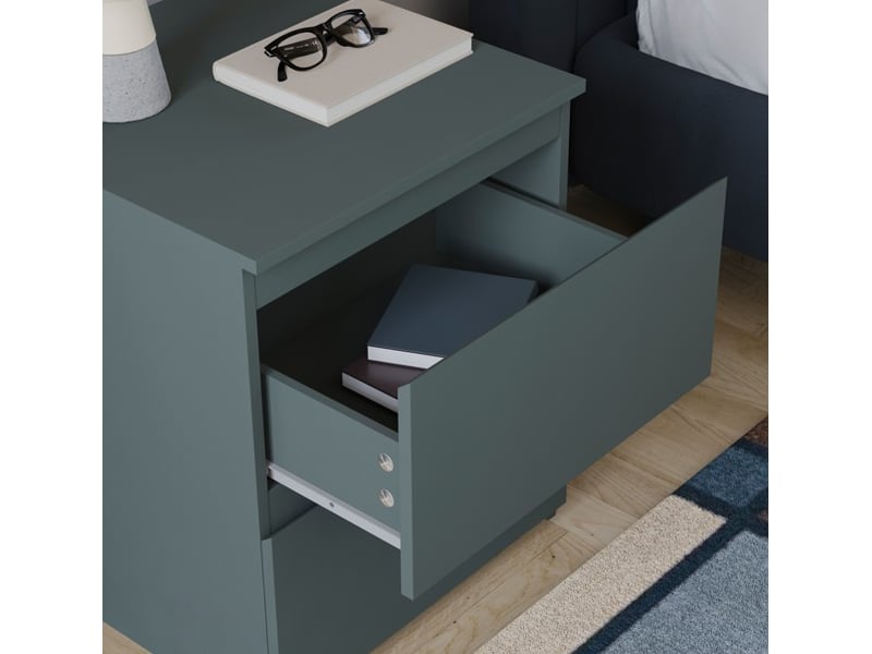 Table de chevet denver, commode de nuit, chambre, rangement, grand, 2 tiroirs, vert 3332034 - Conforama R