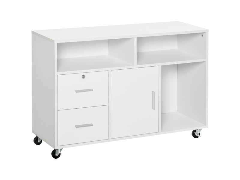  Meuble de rangement support imprimante 2 tiroirs 1 placard blanc 100 x 35 x 65 cm  - Conforama A