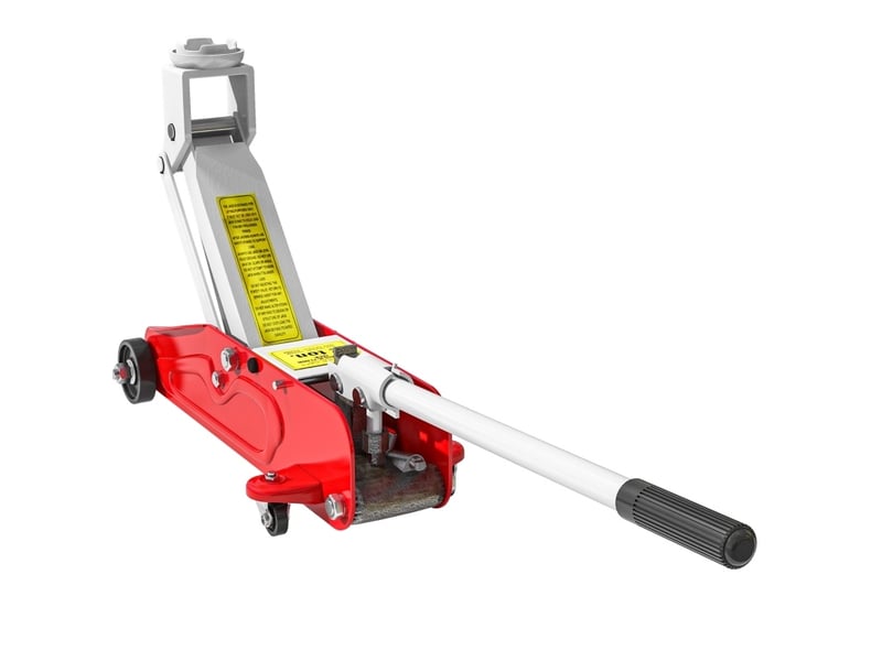 Cric hydraulique voiture 2 t 40x13x30 cm rouge en acier, levage 12 à 30 cm avec protection surcharge