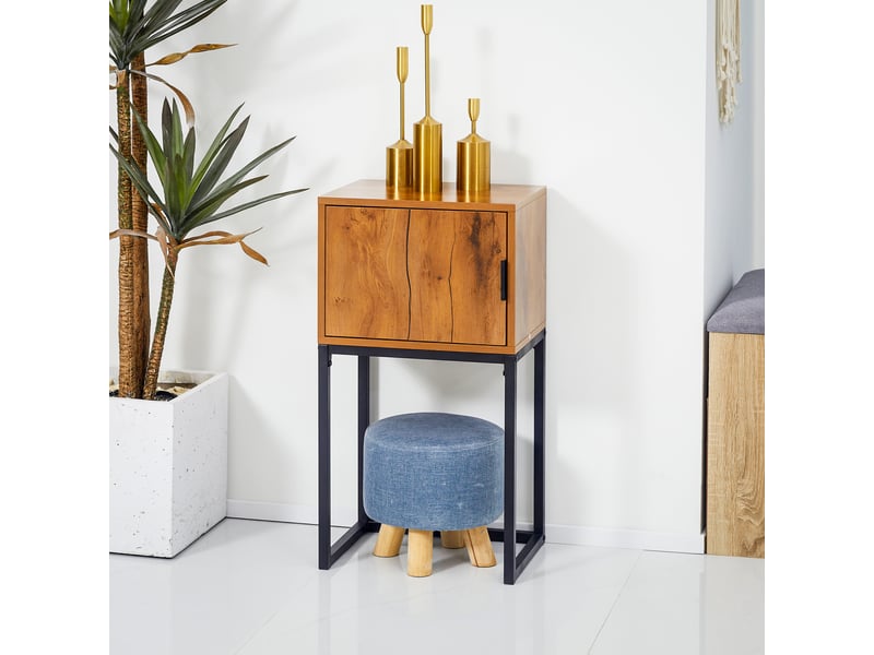  Console de style industriel, table d'appoint, buffet, 1 meuble, bois naturel et noir  - Conforama D