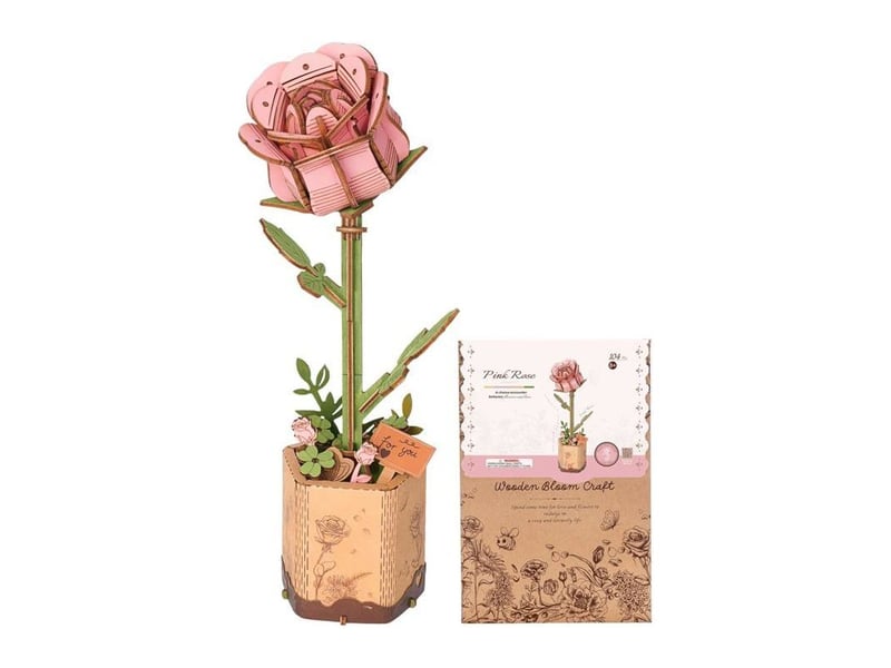 Klvgtifs pu - fleurs artificielles deco,puzzle 3d bois, construction adulte,cadeaux anniversaire femmes pour la saint-valentin & décor(rose) - Conforama A
