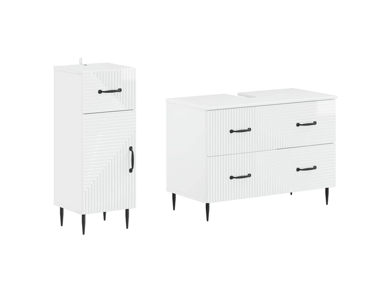  Ensemble de 2 meubles de salle de bain haarlem blanc brillant cf63154  - Conforama A