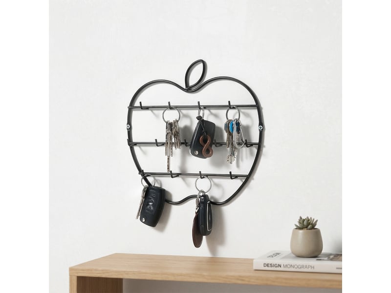 Porte-clés mural en métal avec 13 crochets - modèle apple - Conforama B