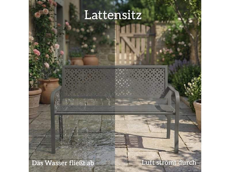  Banc de jardin,127x61x85 cm,2 places résistant aux intempéries,acier,gris foncé  - Conforama E