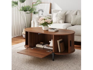 Table basse ovale coloris bois foncé <strong>HAUSS SPOLE</strong> <strong></strong> - 50 cmx100 cm