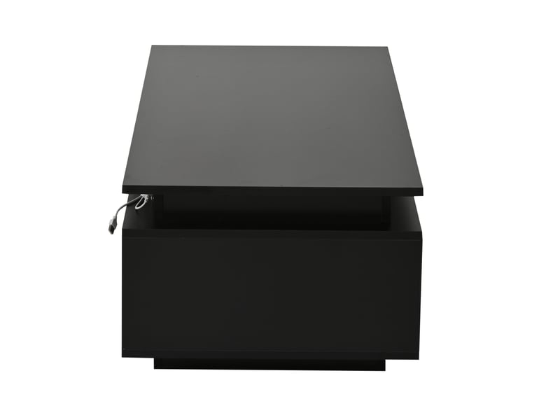  Table basse avec tiroir, niches latérales et led pour salon en panneaux de particules 100×50×36 cm noire  - Conforama D