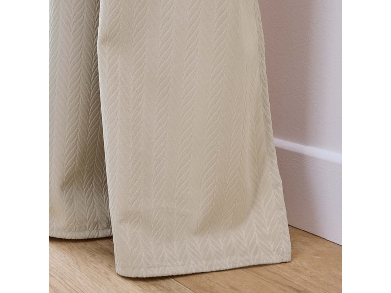  Rideau en velours relief livane 140x240cm beige lin  - Conforama C