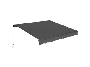 Store banne à bras articulés 350 x 300 cm, comprenant manivelle et support mural, angle réglable