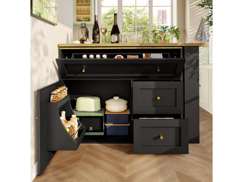  Table de bar extensible modenvie avec rangement 138-204 x 39 x 105 cm mdf et métal noire  - Conforama E