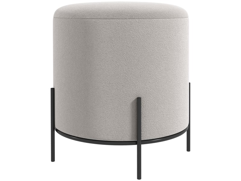  Pouf ottoman tabouret pouf repose-pied en velours pieds en acier pour salon chambre gris clair ø 35 x 38 cm  - Conforama B